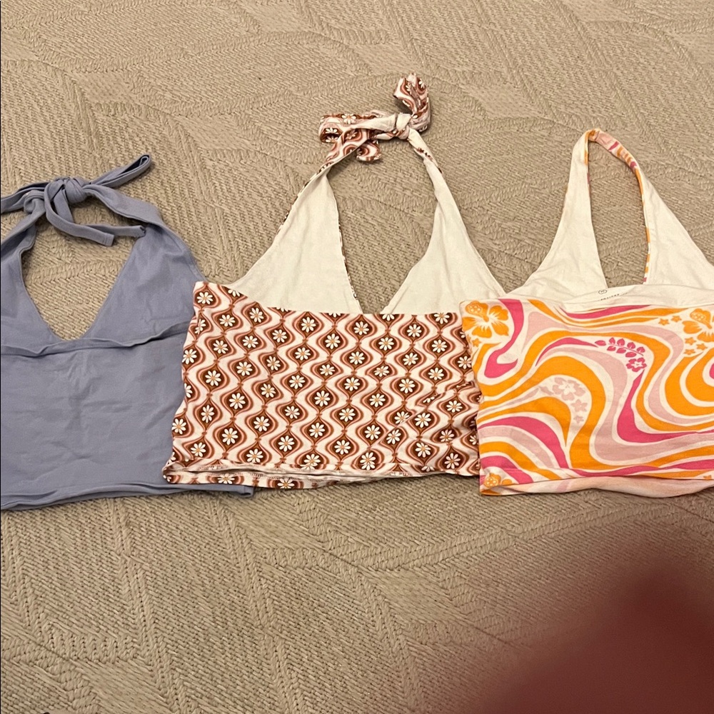 Stylish Women's Halter Tops - Blue, Brown, and Pink - Picture 2 of 2